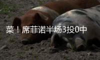 菜
！席菲诺半场3投0中一分未得 出现3犯规&正负值