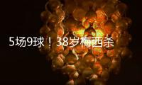 5场9球	！38岁梅西杀疯了：任意球打死角 历史第4人 挥拳庆祝